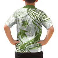 Lime Green Polynesia Family Matching Off Shoulder Long Sleeve Dress and Hawaiian Shirt Polynesian Turtle Shark Tattoo Tropical Vintage LT14 - Polynesian Pride