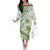 Lime Green Polynesia Family Matching Off Shoulder Long Sleeve Dress and Hawaiian Shirt Polynesian Turtle Shark Tattoo Tropical Vintage LT14 Mom's Dress Lime Green - Polynesian Pride