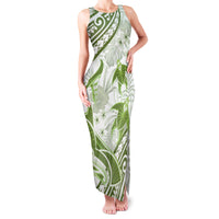 Lime Green Polynesia Family Matching Tank Maxi Dress and Hawaiian Shirt Polynesian Turtle Shark Tattoo Tropical Vintage LT14 Mom's Dress Lime Green - Polynesian Pride