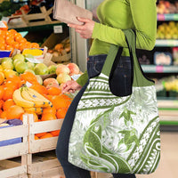 Lime Green Polynesia Grocery Bag Polynesian Turtle Shark Tattoo Tropical Vintage