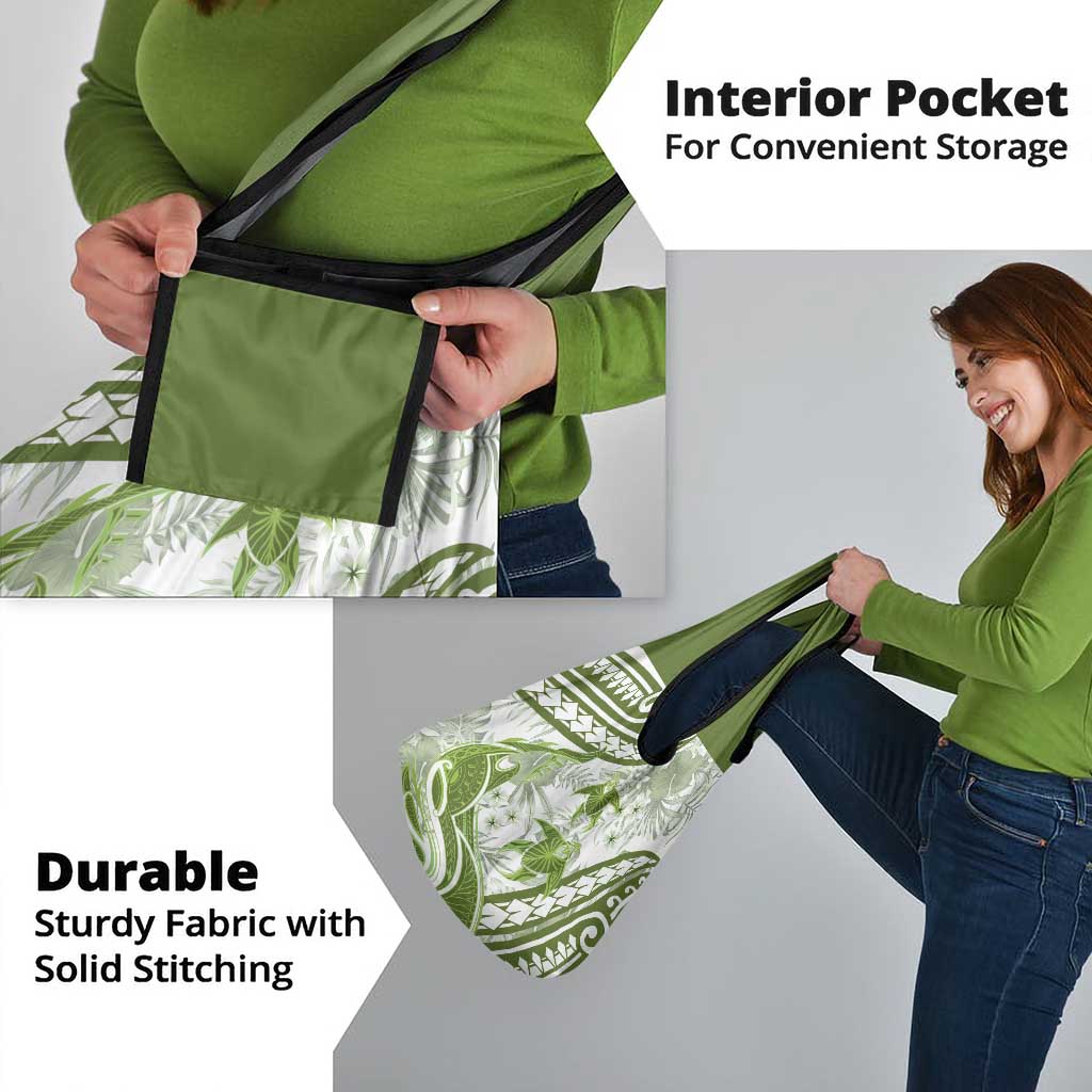 Lime Green Polynesia Grocery Bag Polynesian Turtle Shark Tattoo Tropical Vintage