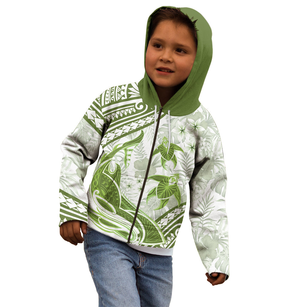 Lime Green Polynesia Kid Hoodie Polynesian Turtle Shark Tattoo Tropical Vintage LT14 - Polynesian Pride