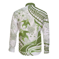 Lime Green Polynesia Long Sleeve Button Shirt Polynesian Turtle Shark Tattoo Tropical Vintage LT14 - Polynesian Pride