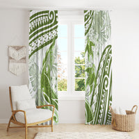 Lime Green Polynesia Window Curtain Polynesian Turtle Shark Tattoo Tropical Vintage