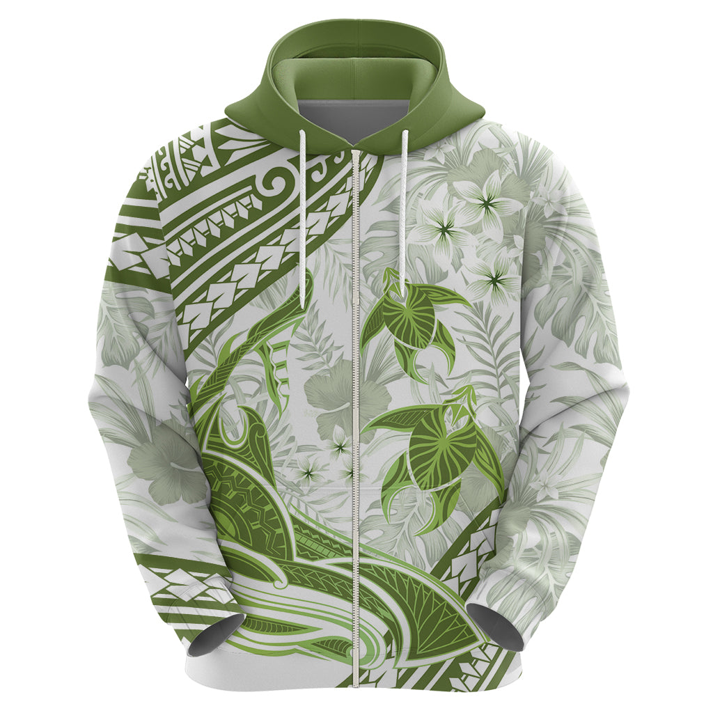 Lime Green Polynesia Zip Hoodie Polynesian Turtle Shark Tattoo Tropical Vintage LT14 - Polynesian Pride