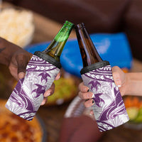 Purple Polynesia 4 in 1 Can Cooler Tumbler Polynesian Turtle Shark Tattoo Tropical Vintage