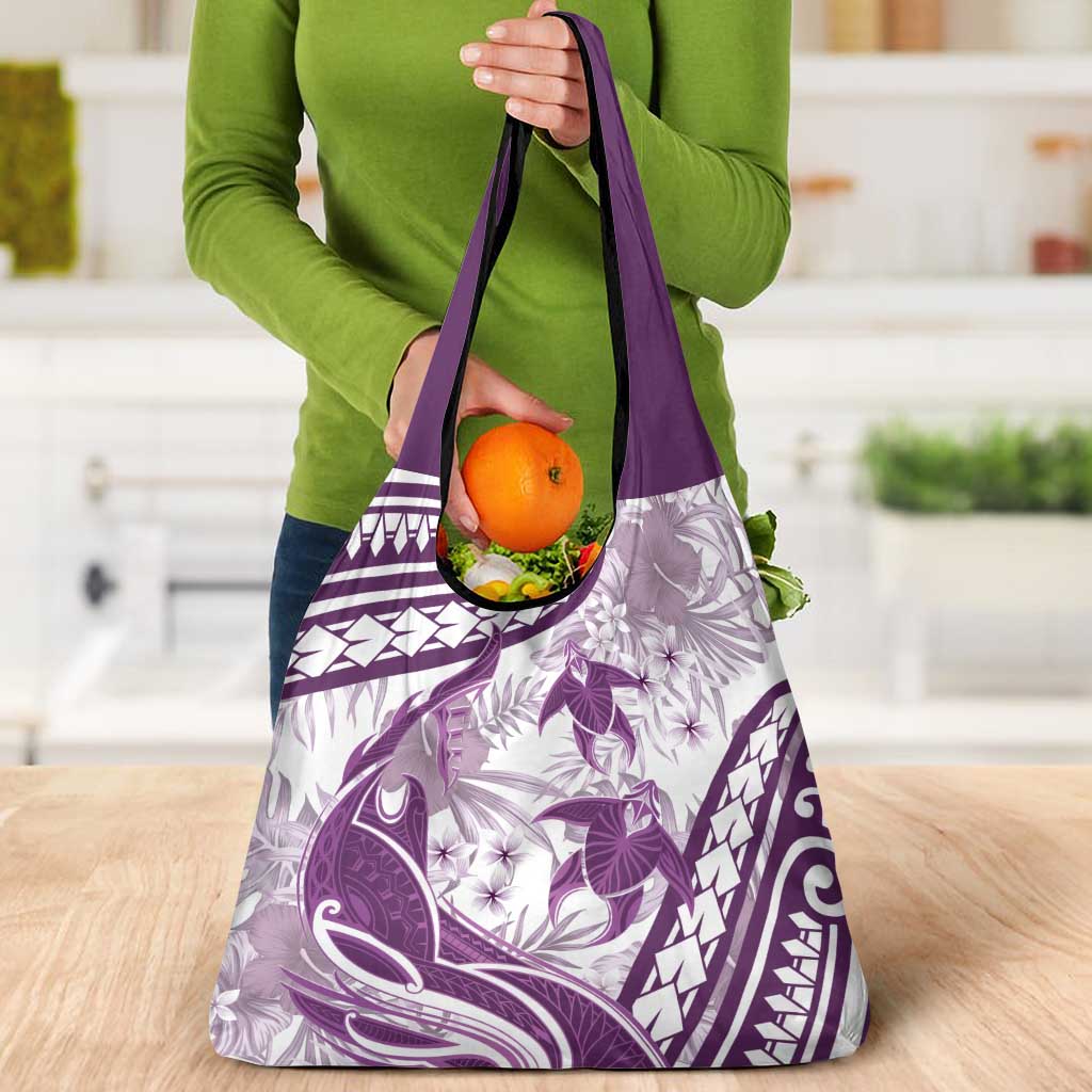 Purple Polynesia Grocery Bag Polynesian Turtle Shark Tattoo Tropical Vintage