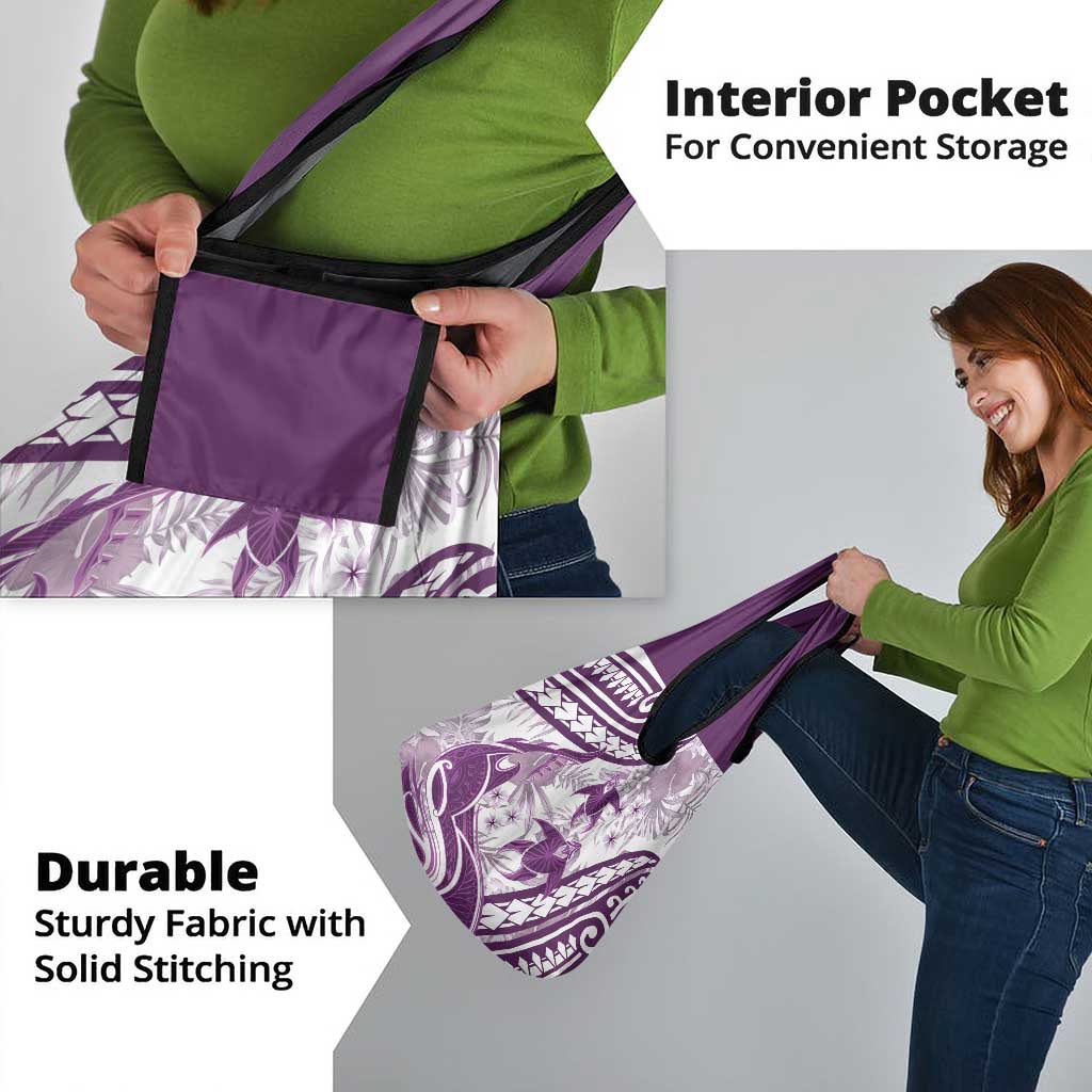 Purple Polynesia Grocery Bag Polynesian Turtle Shark Tattoo Tropical Vintage