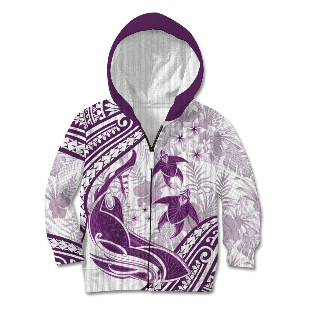 Purple Polynesia Kid Hoodie Polynesian Turtle Shark Tattoo Tropical Vintage LT14 Zip Hoodie Purple - Polynesian Pride