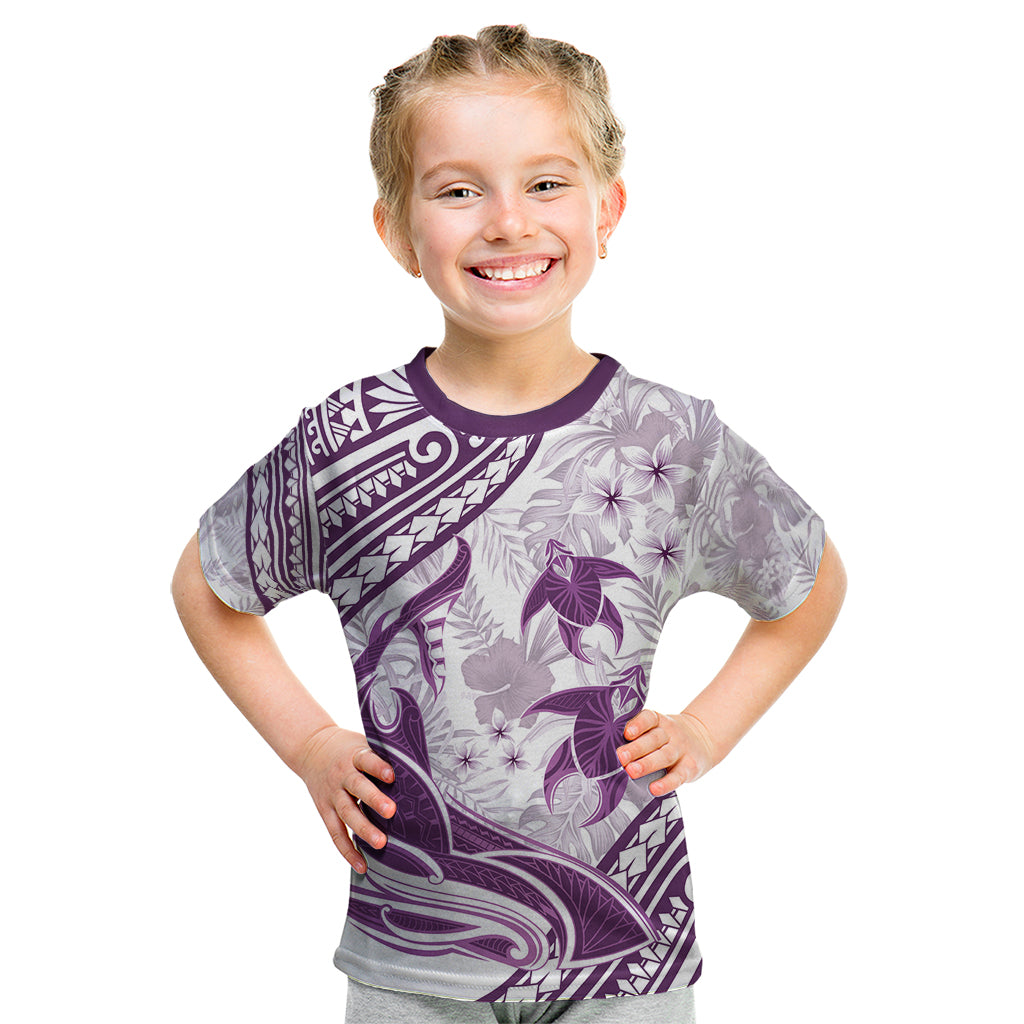 Purple Polynesia Kid T Shirt Polynesian Turtle Shark Tattoo Tropical Vintage LT14 Purple - Polynesian Pride