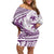 Purple Polynesia Off Shoulder Short Dress Polynesian Turtle Shark Tattoo Tropical Vintage LT14 Women Purple - Polynesian Pride