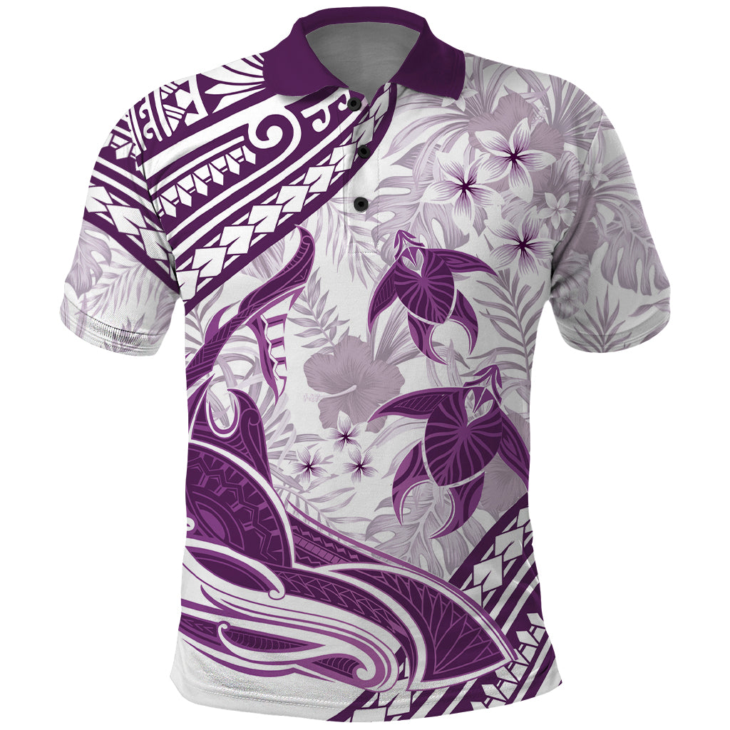 Purple Polynesia Polo Shirt Polynesian Turtle Shark Tattoo Tropical Vintage LT14 Purple - Polynesian Pride