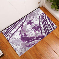 Purple Polynesia Rubber Doormat Polynesian Turtle Shark Tattoo Tropical Vintage
