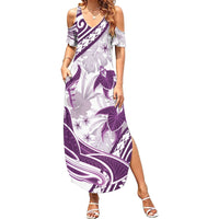 Purple Polynesia Summer Maxi Dress Polynesian Turtle Shark Tattoo Tropical Vintage LT14 Women Purple - Polynesian Pride