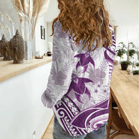 Purple Polynesia Women Casual Shirt Polynesian Turtle Shark Tattoo Tropical Vintage LT14 - Polynesian Pride