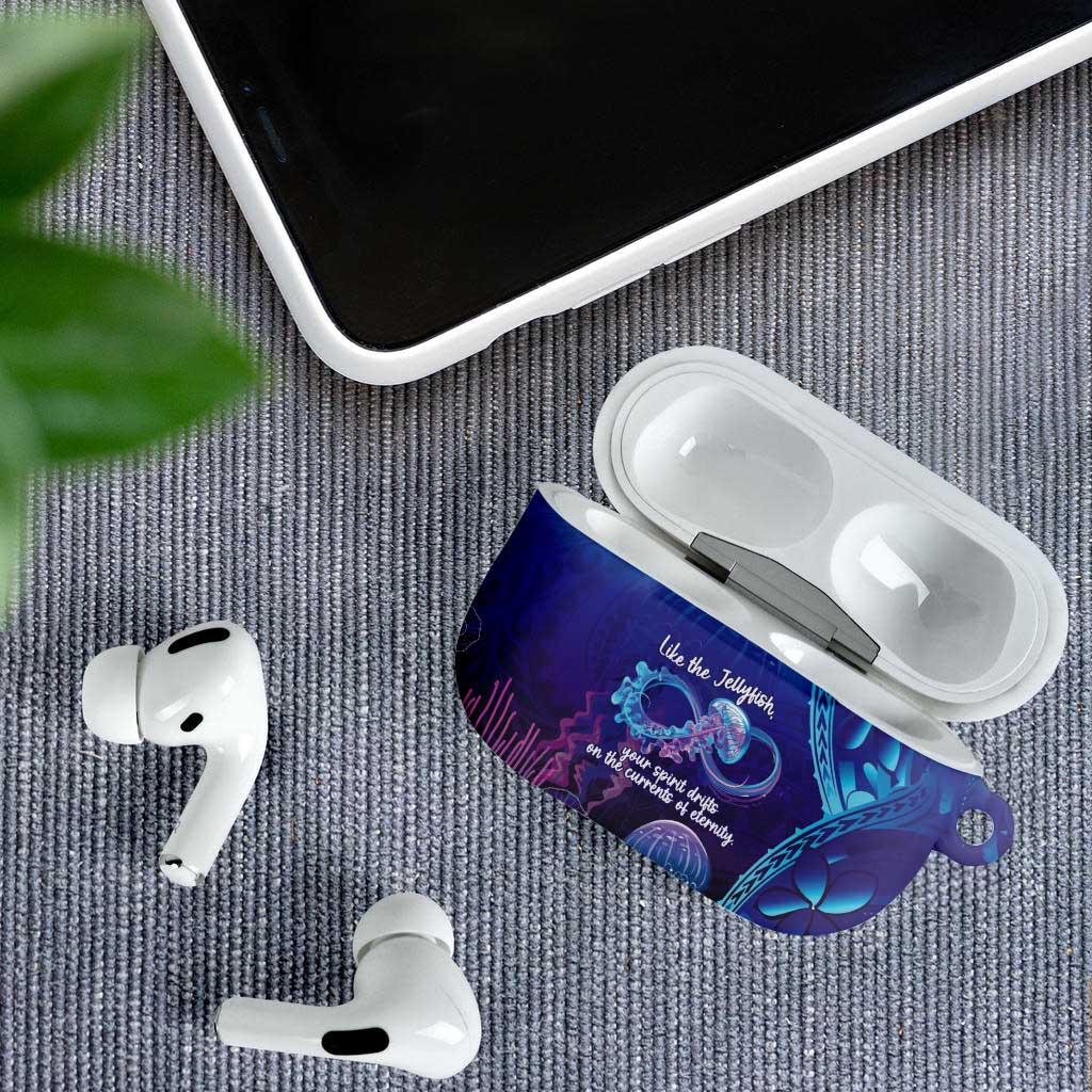 Polynesia Jellyfish Memorial Personalised AirPods Case Infinity Jellies Polynesian Pattern