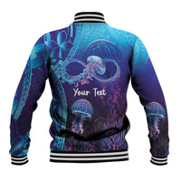 Polynesia Jellyfish Memorial Personalised Baseball Jacket Infinity Jellies Polynesian Pattern