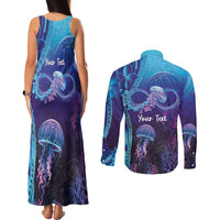 Polynesia Jellyfish Memorial Personalised Couples Matching Tank Maxi Dress and Long Sleeve Button Shirt Infinity Jellies Polynesian Pattern
