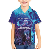 Polynesia Jellyfish Memorial Personalised Family Matching Off Shoulder Short Dress and Hawaiian Shirt Infinity Jellies Polynesian Pattern