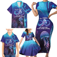 Polynesia Jellyfish Memorial Personalised Family Matching Short Sleeve Bodycon Dress and Hawaiian Shirt Infinity Jellies Polynesian Pattern
