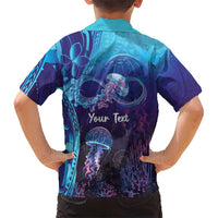 Polynesia Jellyfish Memorial Personalised Family Matching Tank Maxi Dress and Hawaiian Shirt Infinity Jellies Polynesian Pattern