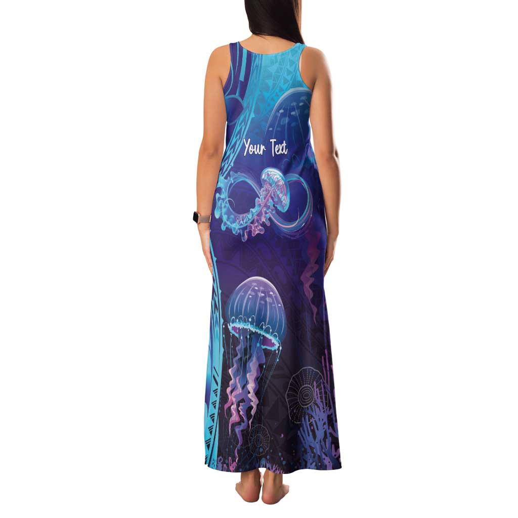 Polynesia Jellyfish Memorial Personalised Family Matching Tank Maxi Dress and Hawaiian Shirt Infinity Jellies Polynesian Pattern