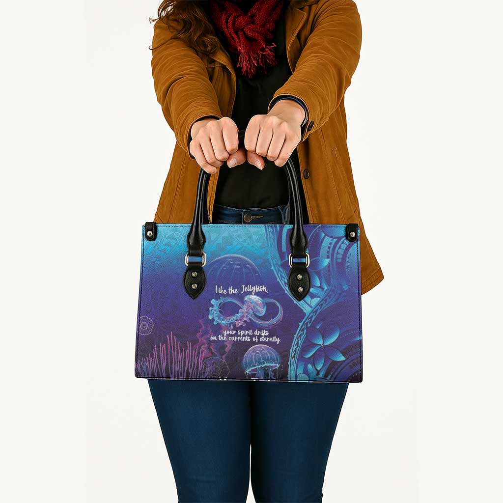 Polynesia Jellyfish Memorial Personalised Leather Bag Infinity Jellies Polynesian Pattern