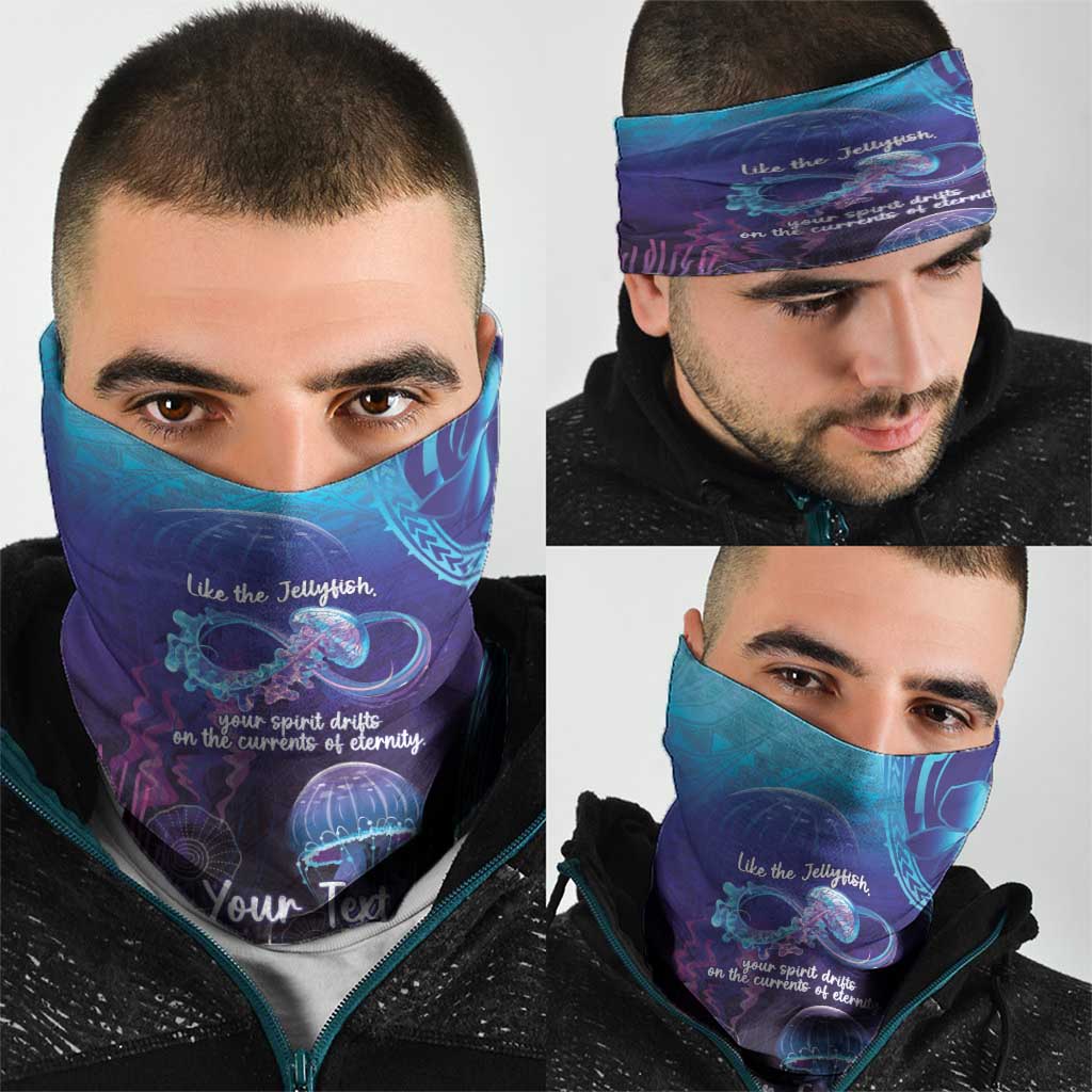 Polynesia Jellyfish Memorial Personalised Neck Gaiter Infinity Jellies Polynesian Pattern