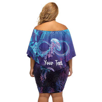 Polynesia Jellyfish Memorial Personalised Off Shoulder Short Dress Infinity Jellies Polynesian Pattern