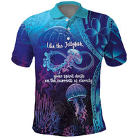 Polynesia Jellyfish Memorial Personalised Polo Shirt Infinity Jellies Polynesian Pattern