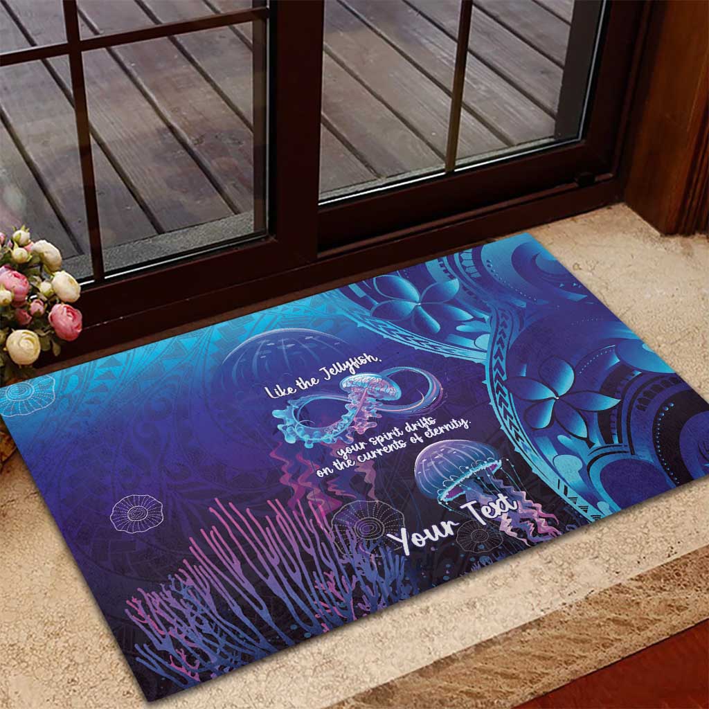 Polynesia Jellyfish Memorial Personalised Rubber Doormat Infinity Jellies Polynesian Pattern