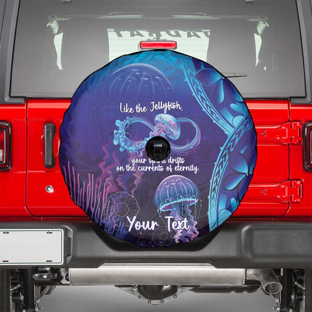 Polynesia Jellyfish Memorial Personalised Spare Tire Cover Infinity Jellies Polynesian Pattern