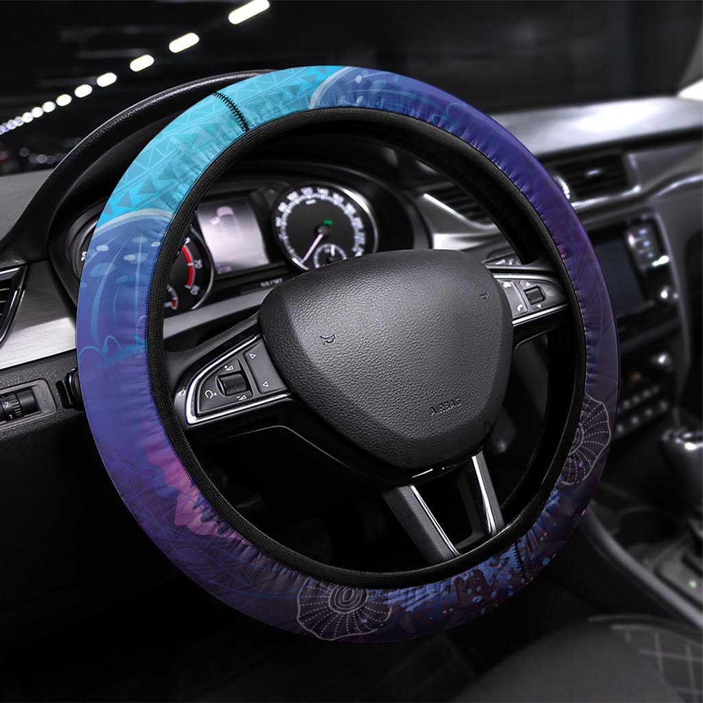 Polynesia Jellyfish Memorial Steering Wheel Cover Infinity Jellies Polynesian Pattern