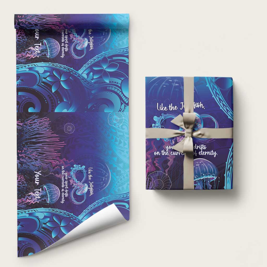 Polynesia Jellyfish Memorial Personalised Wrapping Paper Infinity Jellies Polynesian Pattern