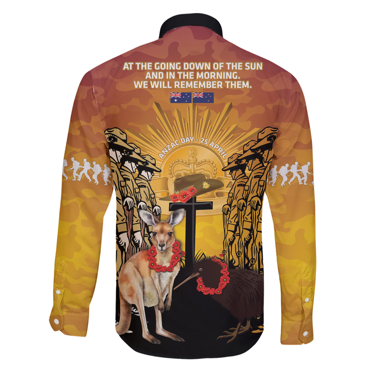 Australia And New Zealand ANZAC Family Matching Short Sleeve Bodycon Dress and Hawaiian Shirt Aussie Kangaroo With Aotearoa Kiwi Lest We Forget