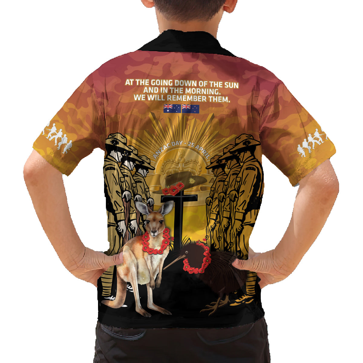 Australia And New Zealand ANZAC Family Matching Tank Maxi Dress and Hawaiian Shirt Aussie Kangaroo With Aotearoa Kiwi Lest We Forget