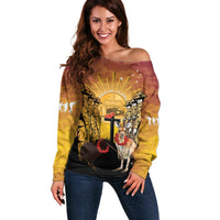 Australia And New Zealand ANZAC Off Shoulder Sweater Aussie Kangaroo With Aotearoa Kiwi Lest We Forget