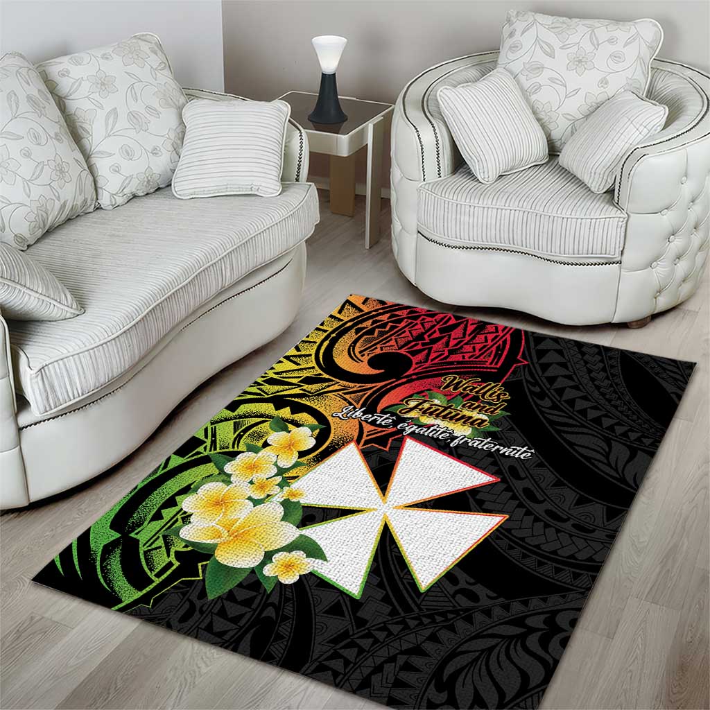 Wallis and Futuna Victory Day Area Rug Liberty Equality Fraternity Polynesian Plumeria