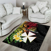 Wallis and Futuna Victory Day Area Rug Liberty Equality Fraternity Polynesian Plumeria