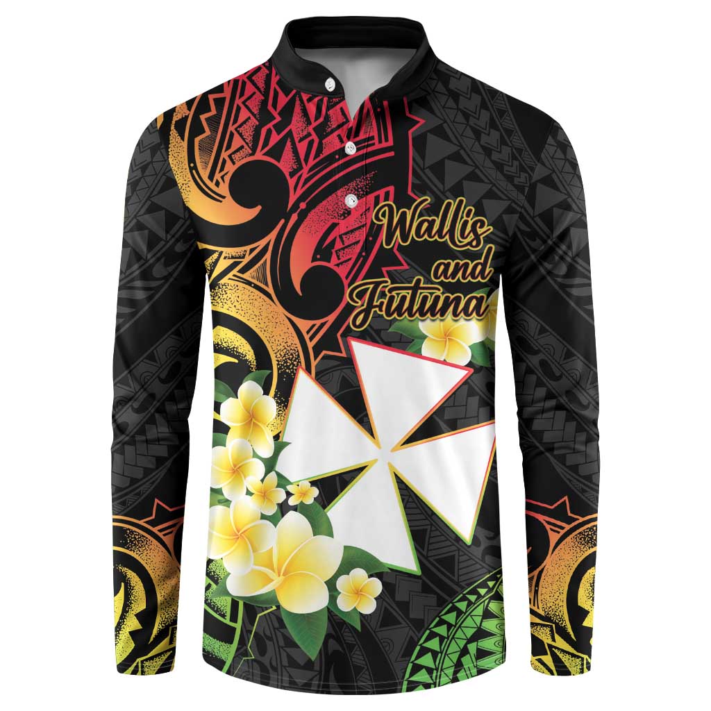 Wallis and Futuna Victory Day Button Sweatshirt Liberty Equality Fraternity Polynesian Plumeria