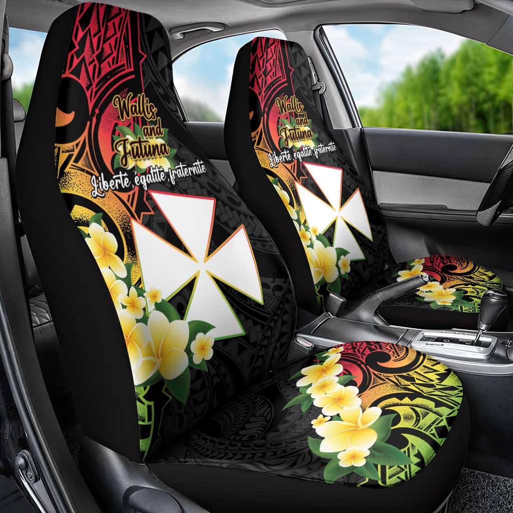 Wallis and Futuna Victory Day Car Seat Cover Liberty Equality Fraternity Polynesian Plumeria