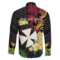 Wallis and Futuna Victory Day Family Matching Puletasi and Hawaiian Shirt Liberty Equality Fraternity Polynesian Plumeria