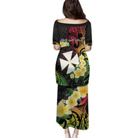 Wallis and Futuna Victory Day Family Matching Puletasi and Hawaiian Shirt Liberty Equality Fraternity Polynesian Plumeria