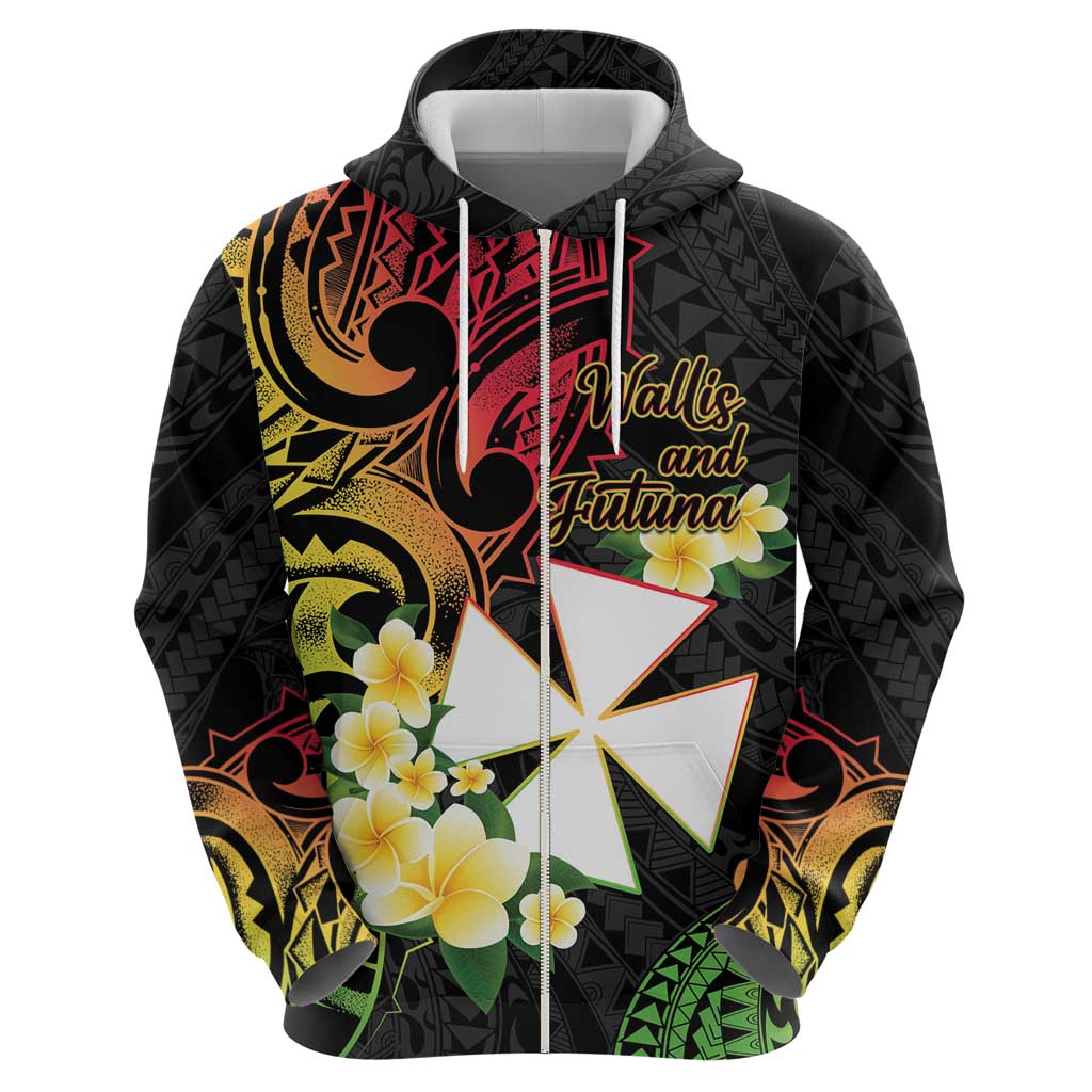 Wallis and Futuna Victory Day Hoodie Liberty Equality Fraternity Polynesian Plumeria