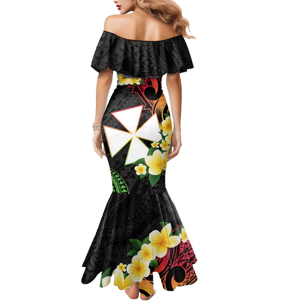 Wallis and Futuna Victory Day Mermaid Dress Liberty Equality Fraternity Polynesian Plumeria