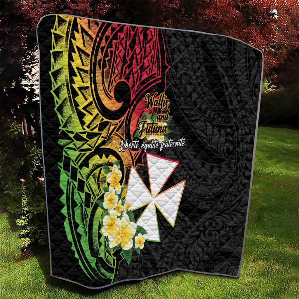 Wallis and Futuna Victory Day Quilt Liberty Equality Fraternity Polynesian Plumeria