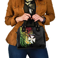 Wallis and Futuna Victory Day Shoulder Handbag Liberty Equality Fraternity Polynesian Plumeria