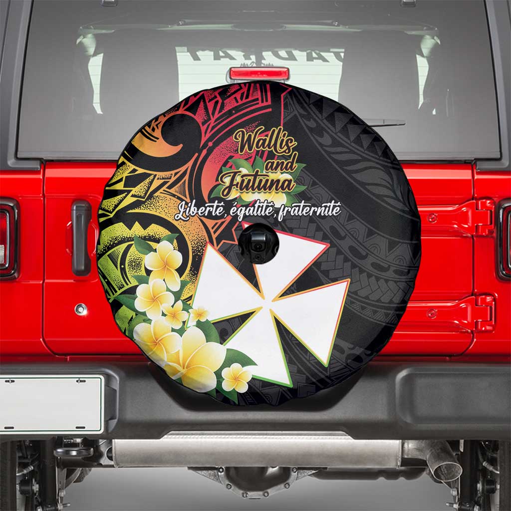 Wallis and Futuna Victory Day Spare Tire Cover Liberty Equality Fraternity Polynesian Plumeria