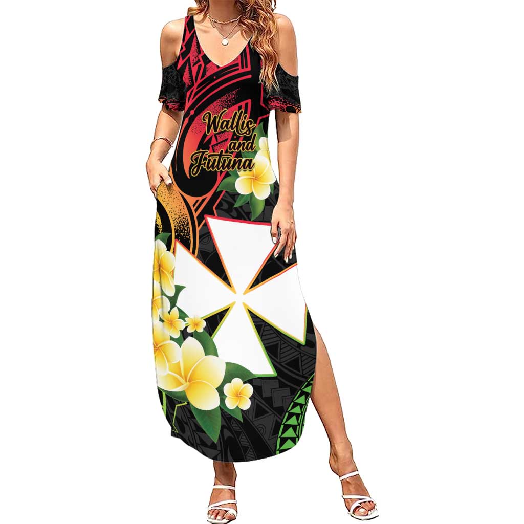Wallis and Futuna Victory Day Summer Maxi Dress Liberty Equality Fraternity Polynesian Plumeria