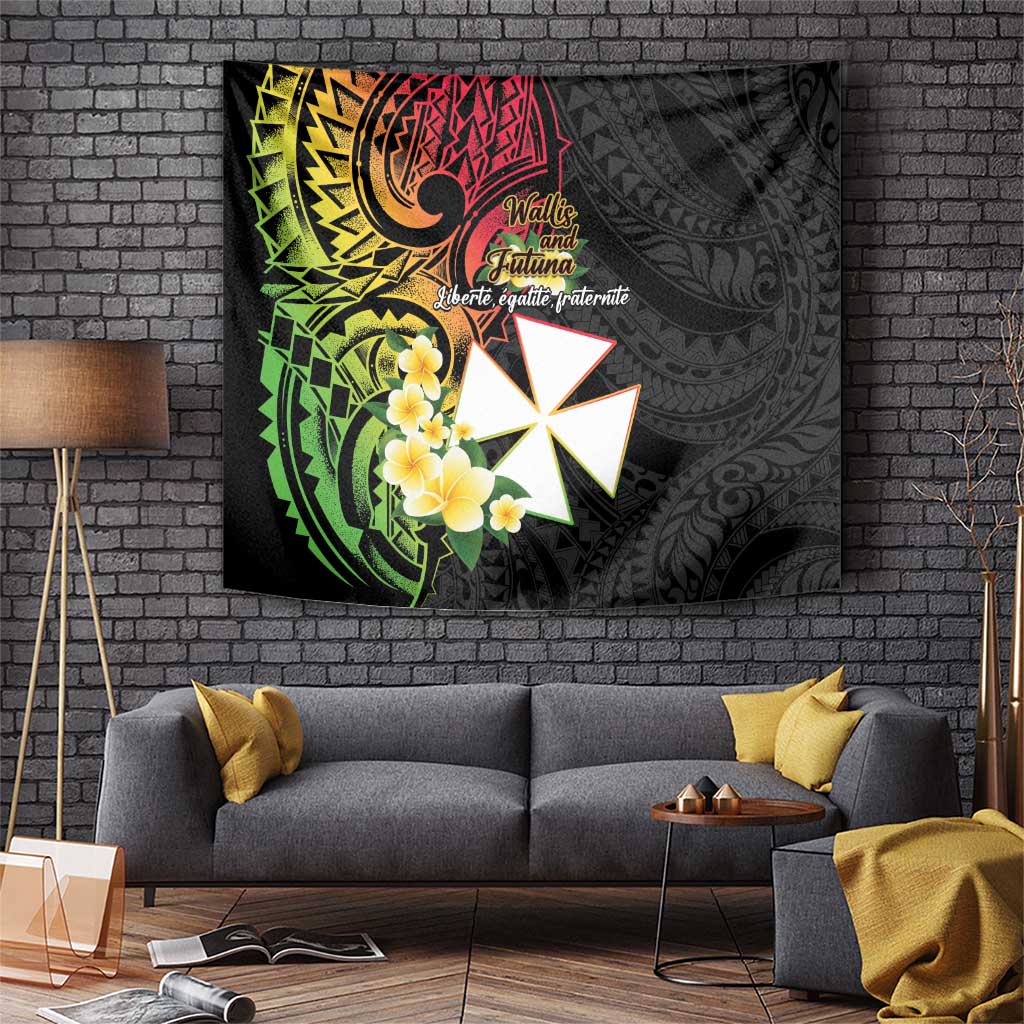 Wallis and Futuna Victory Day Tapestry Liberty Equality Fraternity Polynesian Plumeria